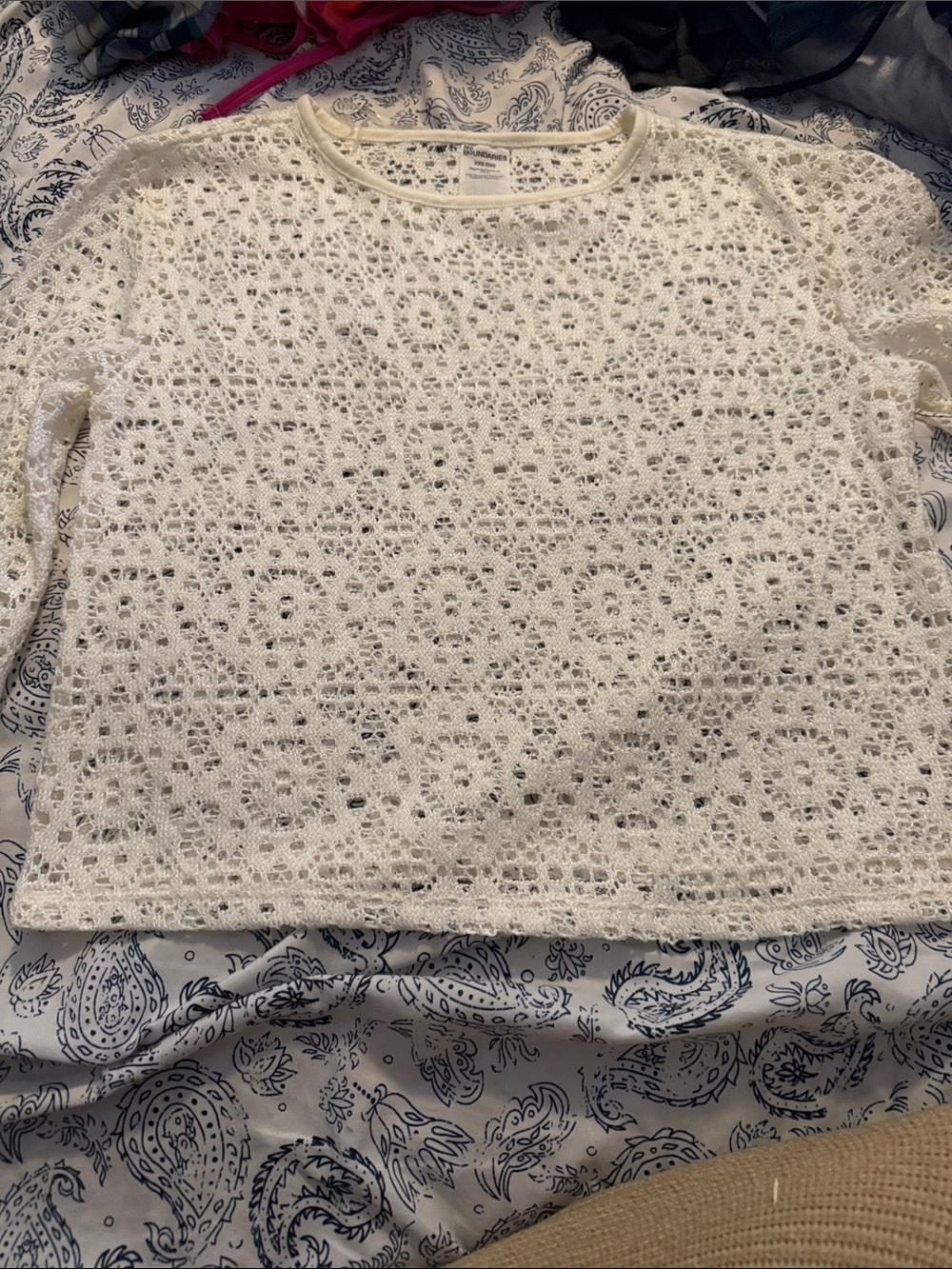 No Boundaries Cream Crochet Long-Sleeve Top